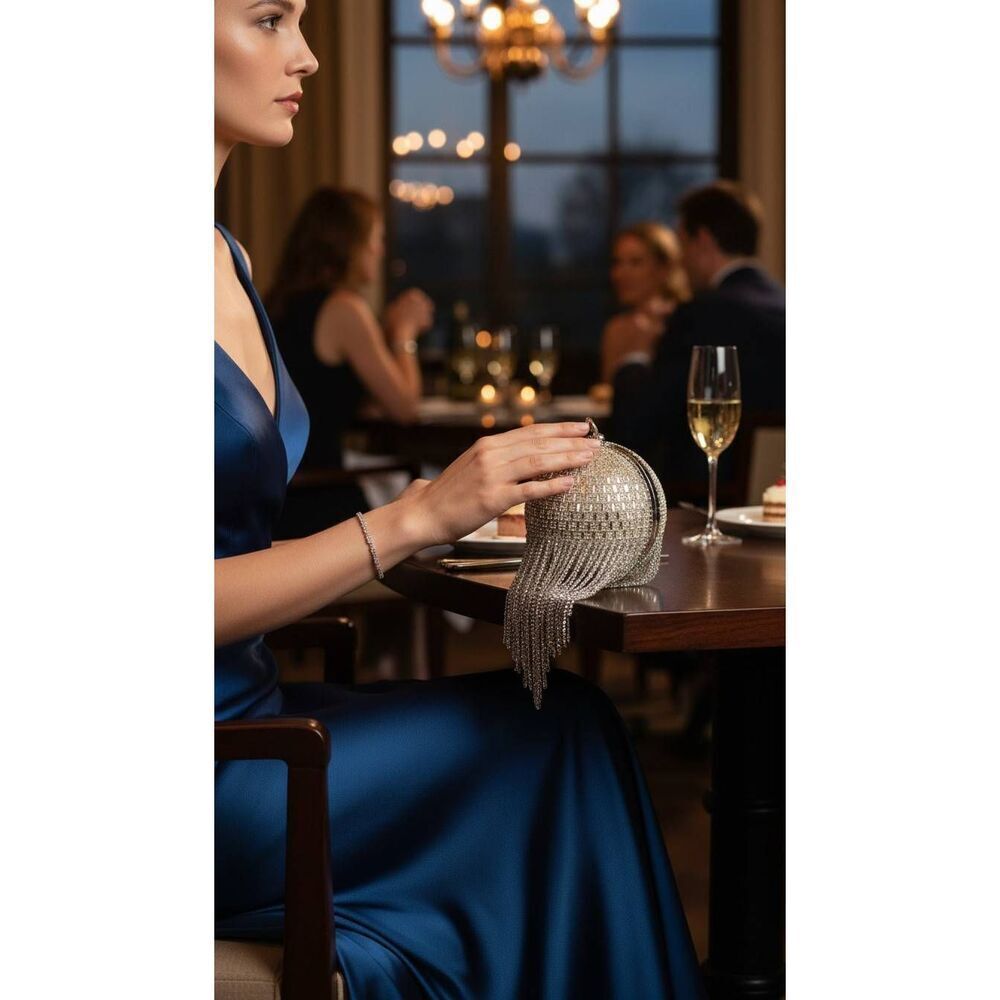 Crystal encrusted ball clutch